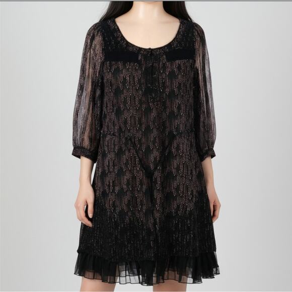 Free People Boho XS Black Mini Dress - Picture 1 of 4